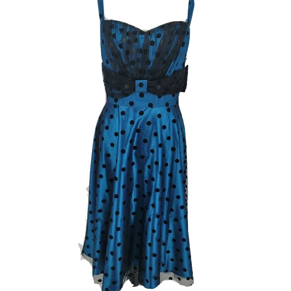 STOP STARING! Polka Dot Fit & Flare Dress Satin 10